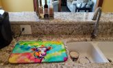 Hippie Animal Malvi Cow Dish Drying Mat Absorbent Dish Drying Mat Pad for Kitchen Counter Dish Drainer Mat for Countertop, 14 x 21", Multicolor