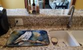 Snowy Owl Dish Drying Mat Absorbent Dish Drying Mat Pad for Kitchen Counter Dish Drainer Mat for Countertop, 14 x 21", Multicolor