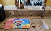 Bichon Frise Hippie Dawg Dish Drying Mat Absorbent Dish Drying Mat Pad for Kitchen Counter Dish Drainer Mat for Countertop, 14 x 21", Multicolor