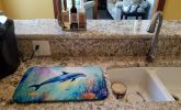 Dolphin Dish Drying Mat Absorbent Dish Drying Mat Pad for Kitchen Counter Dish Drainer Mat for Countertop, 14 x 21", Multicolor