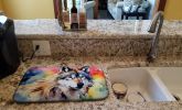 Wolves Wolf Dish Drying Mat Absorbent Dish Drying Mat Pad for Kitchen Counter Dish Drainer Mat for Countertop, 14 x 21", Multicolor