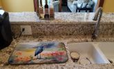 Blue Heron Dish Drying Mat Absorbent Dish Drying Mat Pad for Kitchen Counter Dish Drainer Mat for Countertop, 14 x 21", Multicolor