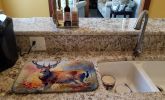 Deer Dish Drying Mat Absorbent Dish Drying Mat Pad for Kitchen Counter Dish Drainer Mat for Countertop, 14 x 21", Multicolor