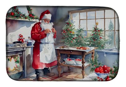 Cookies with Santa Claus Dish Drying Mat Absorbent Dish Drying Mat Pad for Kitchen Counter Dish Drainer Mat for Countertop, 14 x 21", Multicolor (Default: Default)