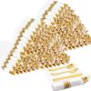 400Pcs Pre Rolled Gold Plastic Cutlery Set, 100 Pack Wrapped Plastic Silverware Set with Napkins, Spoons, Forks, Knives, Premium