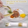 400Pcs Pre Rolled Gold Plastic Cutlery Set, 100 Pack Wrapped Plastic Silverware Set with Napkins, Spoons, Forks, Knives, Premium