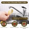 400Pcs Pre Rolled Gold Plastic Cutlery Set, 100 Pack Wrapped Plastic Silverware Set with Napkins, Spoons, Forks, Knives, Premium